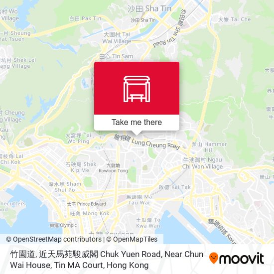 竹園道, 近天馬苑駿威閣 Chuk Yuen Road, Near Chun Wai House, Tin MA Court map