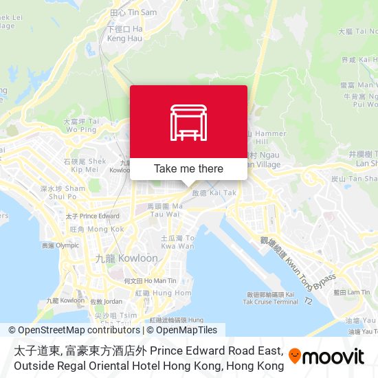太子道東, 富豪東方酒店外 Prince Edward Road East, Outside Regal Oriental Hotel Hong Kong map