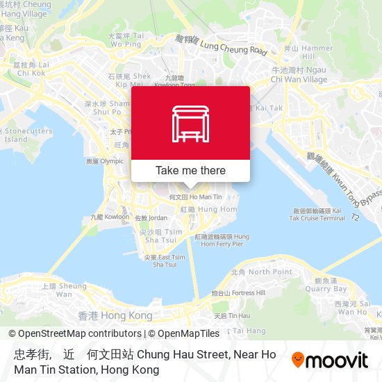 忠孝街,　近　何文田站 Chung Hau Street, Near Ho Man Tin Station map