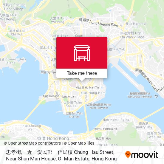 忠孝街,　近　愛民邨　信民樓 Chung Hau Street, Near Shun Man House, Oi Man Estate map