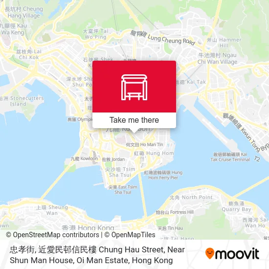 忠孝街, 近愛民邨信民樓 Chung Hau Street, Near Shun Man House, Oi Man Estate map