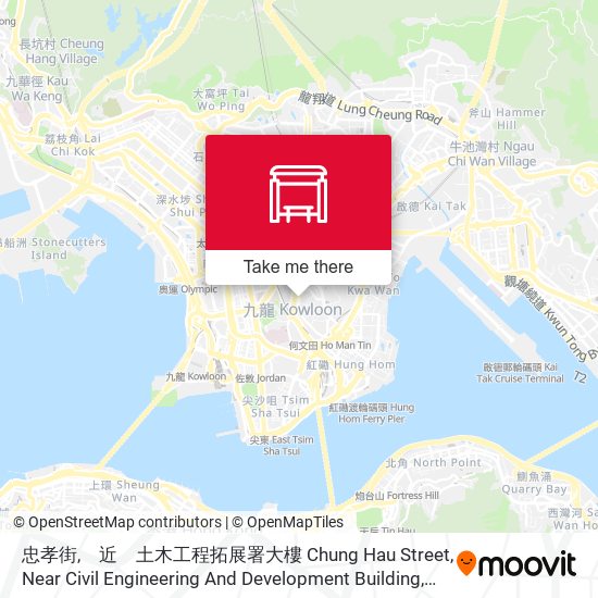 忠孝街,　近　土木工程拓展署大樓 Chung Hau Street, Near Civil Engineering And Development Building map