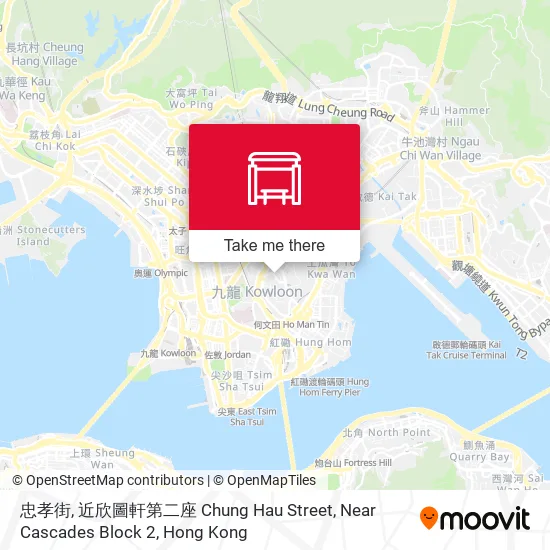 忠孝街, 近欣圖軒第二座 Chung Hau Street, Near Cascades Block 2地圖