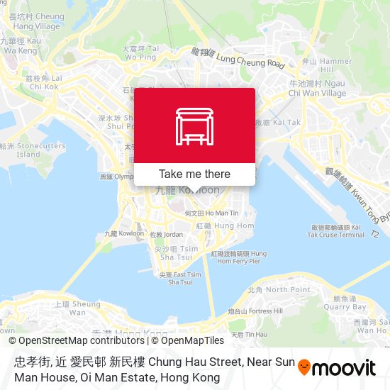 忠孝街, 近 愛民邨 新民樓 Chung Hau Street, Near Sun Man House, Oi Man Estate map