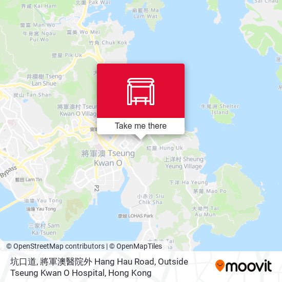 坑口道, 將軍澳醫院外 Hang Hau Road, Outside Tseung Kwan O Hospital map