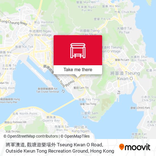 將軍澳道, 觀塘遊樂場外	 Tseung Kwan O Road, Outside Kwun Tong Recreation Ground map