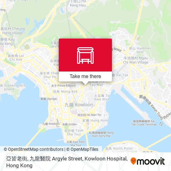 亞皆老街, 九龍醫院 Argyle Street, Kowloon Hospital map