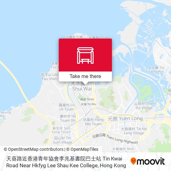 天葵路近香港青年協會李兆基書院巴士站 Tin Kwai Road Near Hkfyg Lee Shau Kee College map