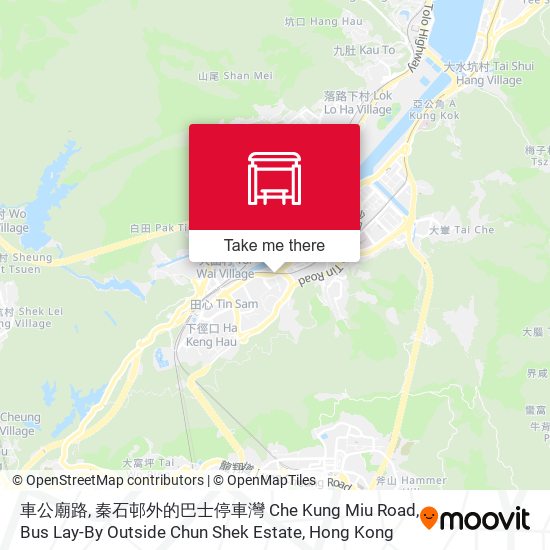 車公廟路, 秦石邨外的巴士停車灣 Che Kung Miu Road, Bus Lay-By Outside Chun Shek Estate map