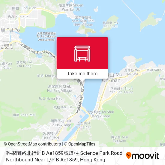 科學園路北行近B Ae1859號燈柱 Science Park Road Northbound Near L / P B Ae1859 map