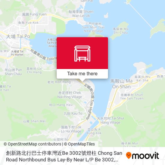 創新路北行巴士停車灣近Be 3002號燈柱 Chong San Road Northbound Bus Lay-By Near L / P Be 3002 map
