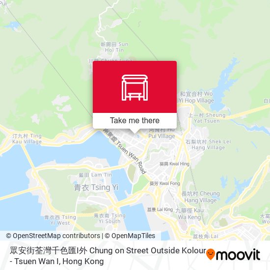 眾安街荃灣千色匯I外 Chung on Street Outside Kolour - Tsuen Wan I map