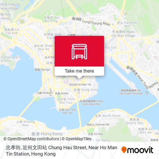 忠孝街, 近何文田站 Chung Hau Street, Near Ho Man Tin Station map