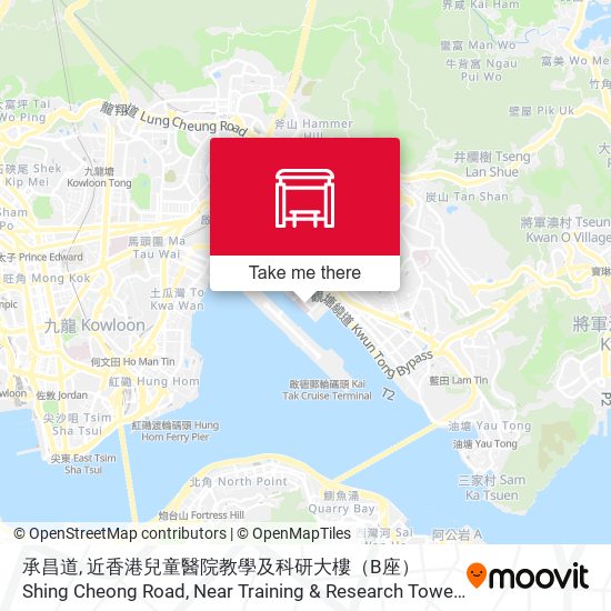 承昌道, 近香港兒童醫院教學及科研大樓（B座） Shing Cheong Road, Near Training & Research Tower (Tower B), Hong Kong Children's Hospital map