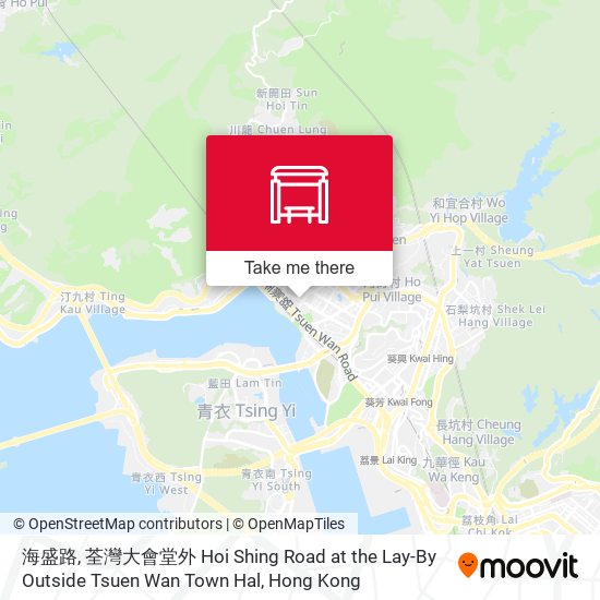 海盛路,  荃灣大會堂外 Hoi Shing Road at the Lay-By Outside Tsuen Wan Town Hal map