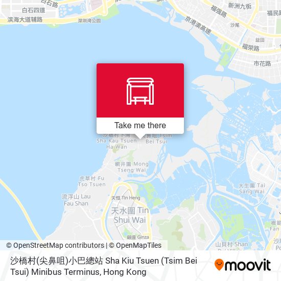 沙橋村(尖鼻咀)小巴總站 Sha Kiu Tsuen (Tsim Bei Tsui) Minibus Terminus map