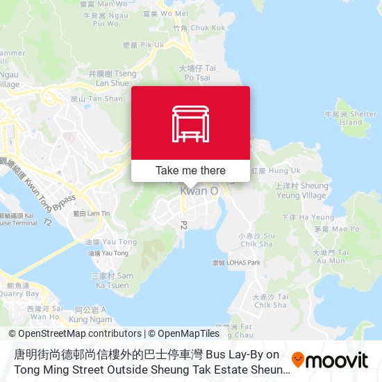 唐明街尚德邨尚信樓外的巴士停車灣  Bus Lay-By on Tong Ming Street Outside Sheung Tak Estate Sheung Shun House map