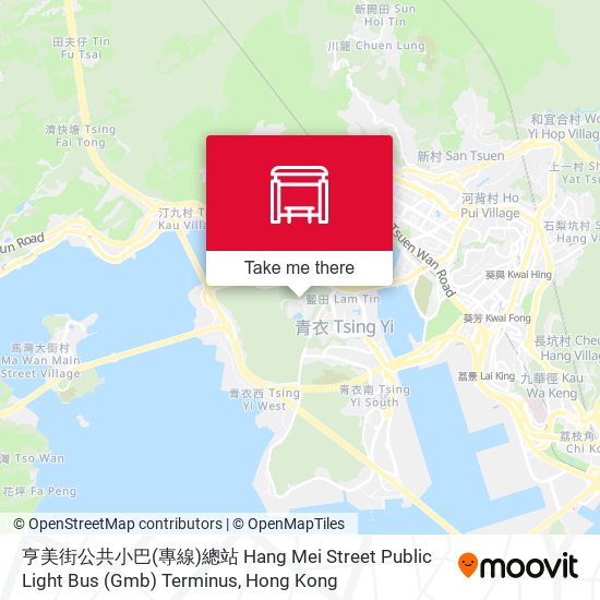 亨美街公共小巴(專線)總站 Hang Mei Street Public Light Bus (Gmb) Terminus map