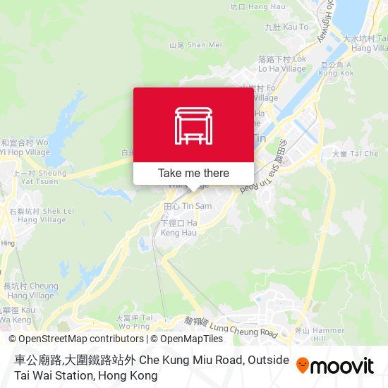 車公廟路,大圍鐵路站外 Che Kung Miu Road, Outside Tai Wai Station map