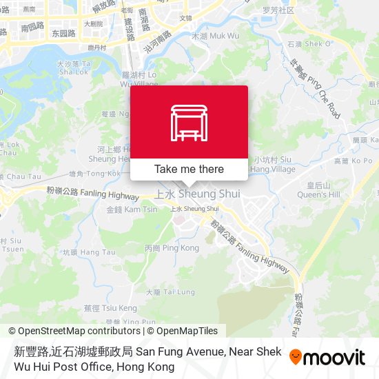新豐路,近石湖墟郵政局 San Fung Avenue, Near Shek Wu Hui Post Office map