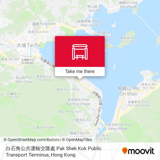 白石角公共運輸交匯處 Pak Shek Kok Public Transport Terminus map