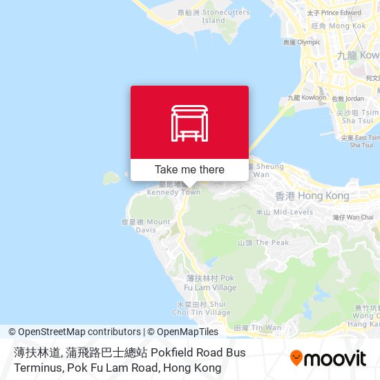 薄扶林道, 蒲飛路巴士總站 Pokfield Road Bus Terminus, Pok Fu Lam Road map