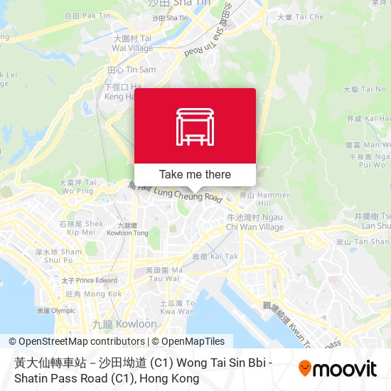 黃大仙轉車站－沙田坳道 (C1) Wong Tai Sin Bbi - Shatin Pass Road (C1) map