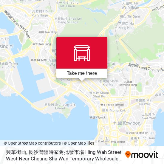 興華街西, 長沙灣臨時家禽批發市場 Hing Wah Street West Near Cheung Sha Wan Temporary Wholesale Poultry Market map