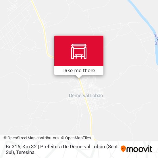 Mapa Br 316, Km 32 | Prefeitura De Demerval Lobão  (Sent. Sul)