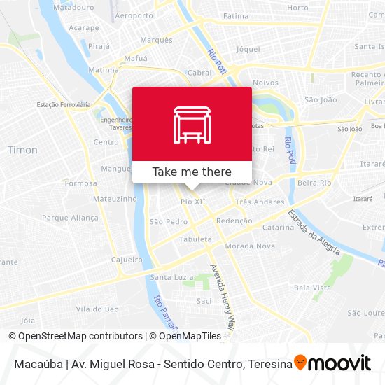 Macaúba | Av. Miguel Rosa - Sentido Centro map