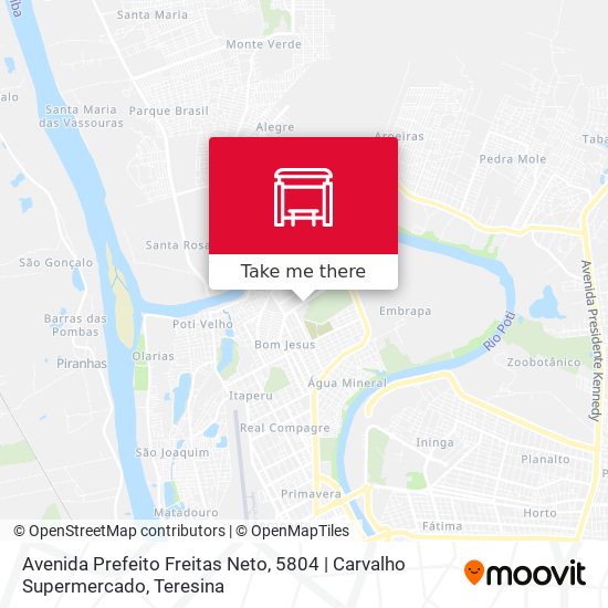Mapa Avenida Prefeito Freitas Neto, 5804 | Carvalho Supermercado