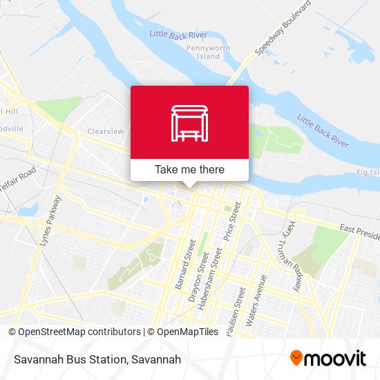 Mapa de Savannah Bus Station