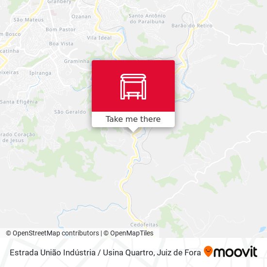 Estrada União Indústria / Usina Quartro map