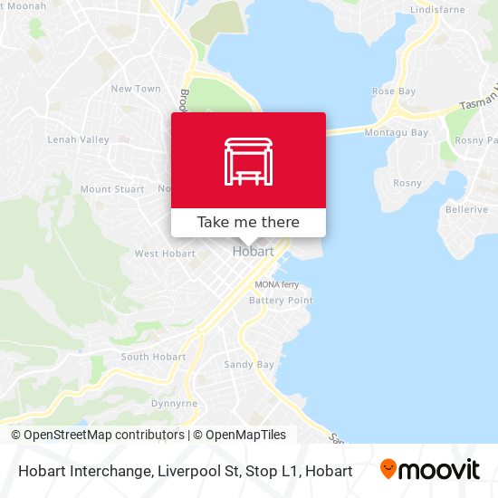 Mapa Hobart Interchange, Liverpool St, Stop L1