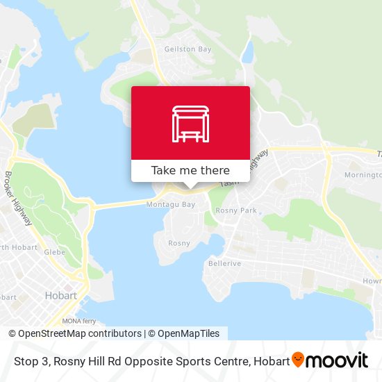 Stop 3, Rosny Hill Rd Opposite Sports Centre map