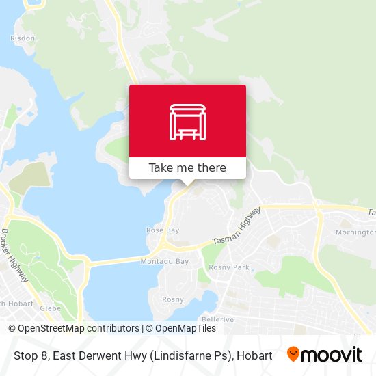 Stop 8, East Derwent Hwy (Lindisfarne Ps) map