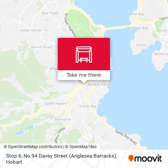 Mapa Stop 6, No.94 Davey Street (Anglesea Barracks)