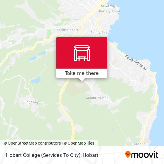 Mapa Hobart College (Services To City)
