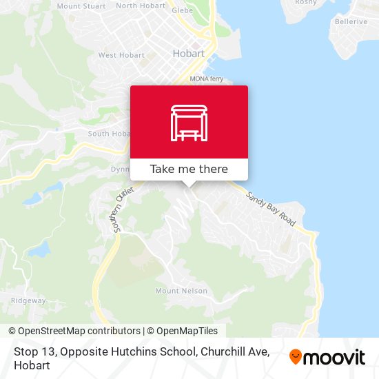 Mapa Stop 13, Opposite Hutchins School, Churchill Ave