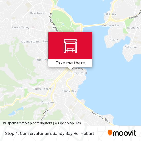 Stop 4, Conservatorium, Sandy Bay Rd map