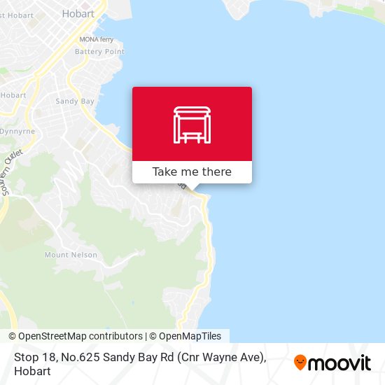 Mapa Stop 18, No.625 Sandy Bay Rd (Cnr Wayne Ave)