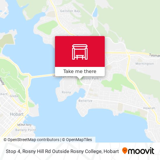 Mapa Stop 4, Rosny Hill Rd Outside Rosny College