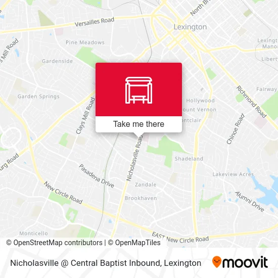 Nicholasville @ Central Baptist Inbound map