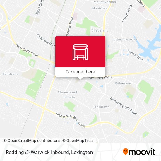 Redding @ Warwick Inbound map