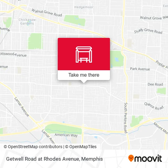 Getwell Road at Rhodes Avenue map