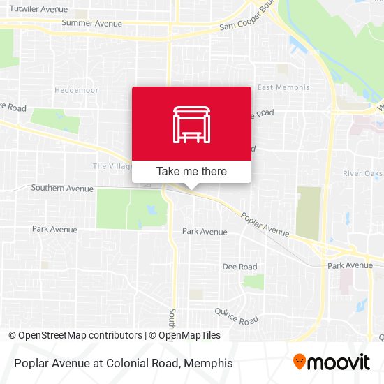 Poplar Avenue at Colonial Road map