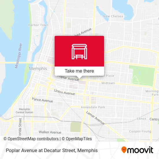 Poplar Avenue at Decatur Street map