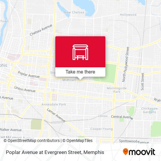 Poplar Avenue at Evergreen Street map