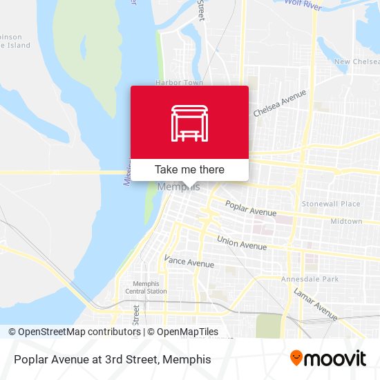 Poplar Avenue at 3rd Street map