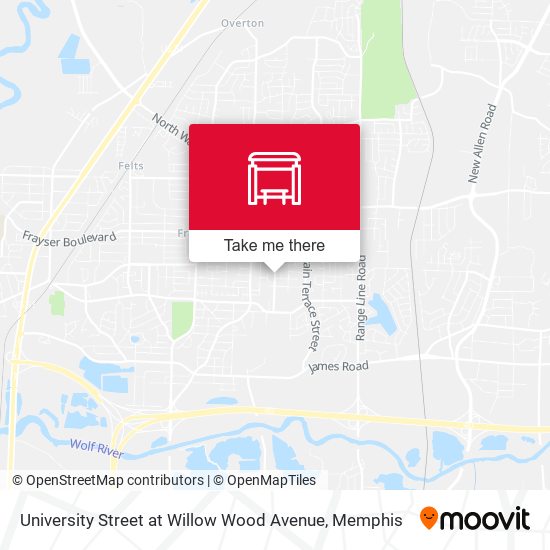 University Street at Willow Wood Avenue map